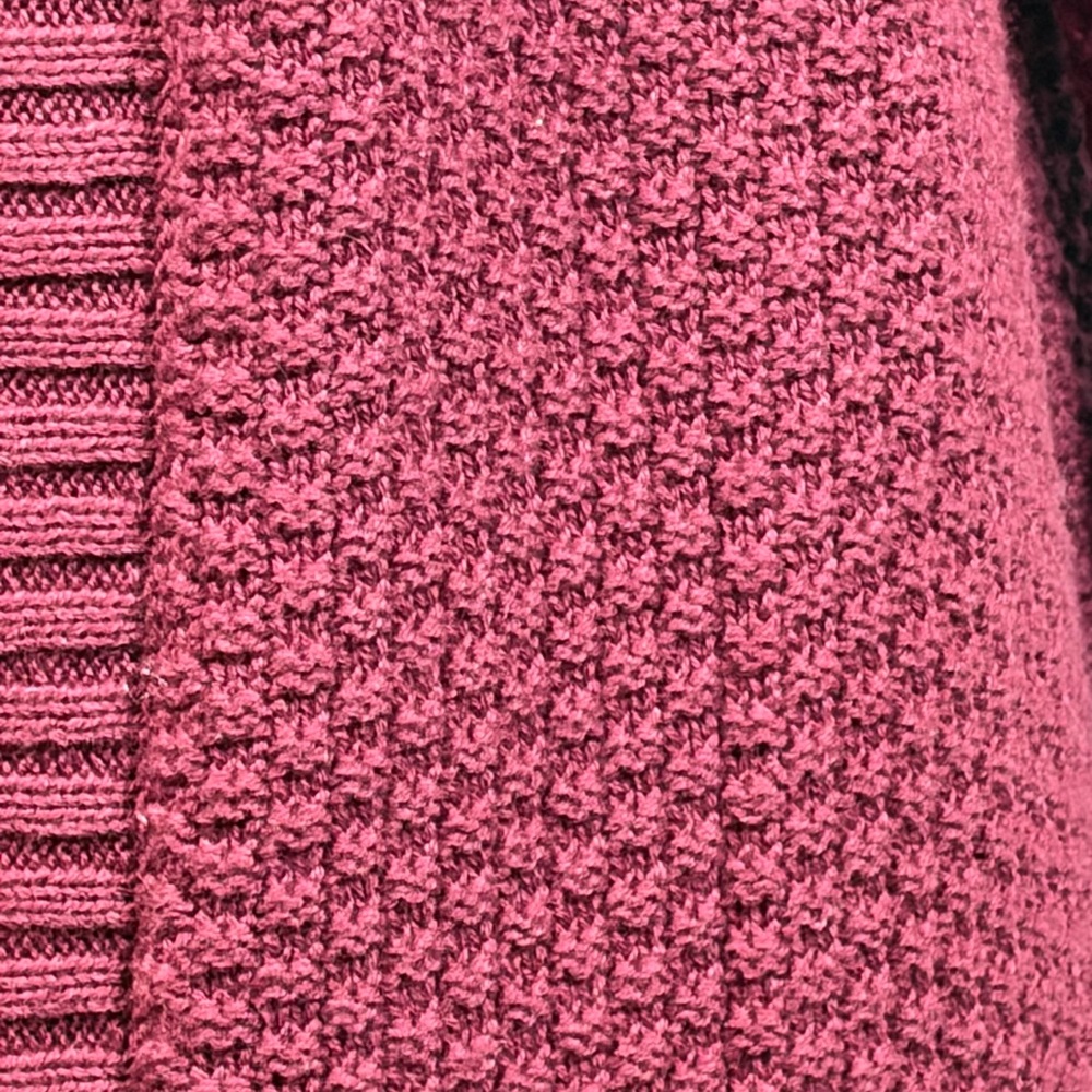 Gap Open Front Cardigan Sweater Small Burgundy Waffle Knit Long Sleeve Pockets - Picture 5 of 13